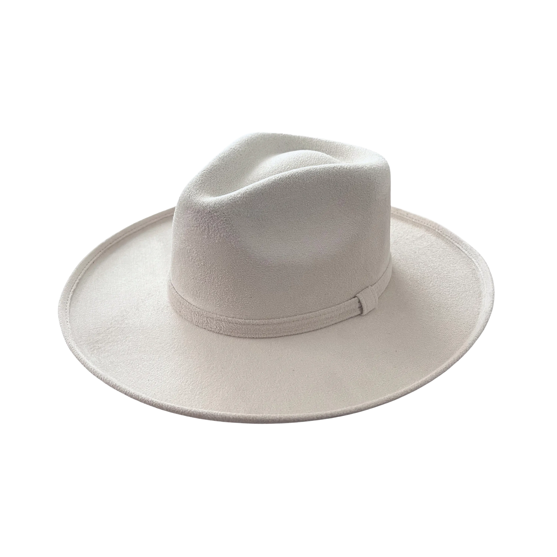 Del Mar Hat Cream Color Vegan Suede Angle View