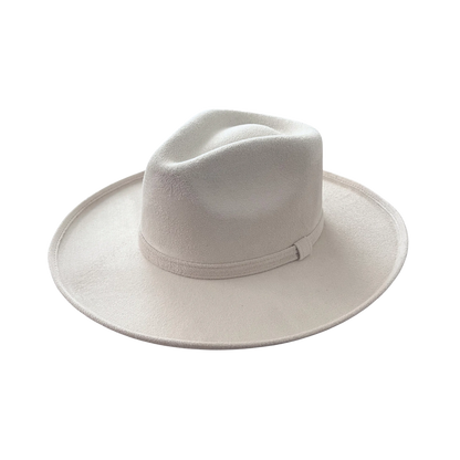 Del Mar Hat Cream Color Vegan Suede Angle View