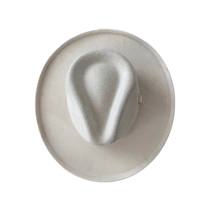 Del Mar Hat Cream Color Vegan Suede Top View